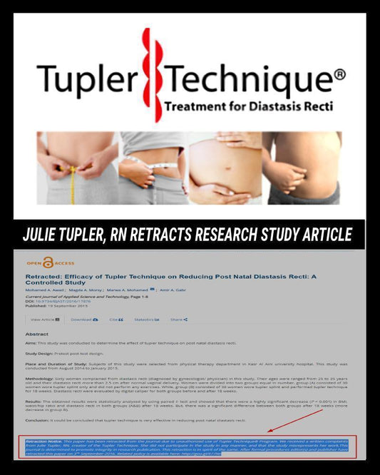 JULIE TUPLER, RN RETRACTS RESEARCH STUDY ARTICLE - diastasisrehab